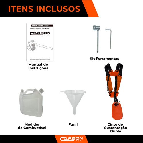 Soprador Folhas Lateral Profissional + Cinto Duplo Laranja