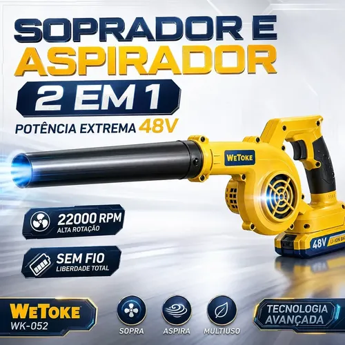 Soprador portatil de folhas aspirador 2 baterias 48v bivolt
