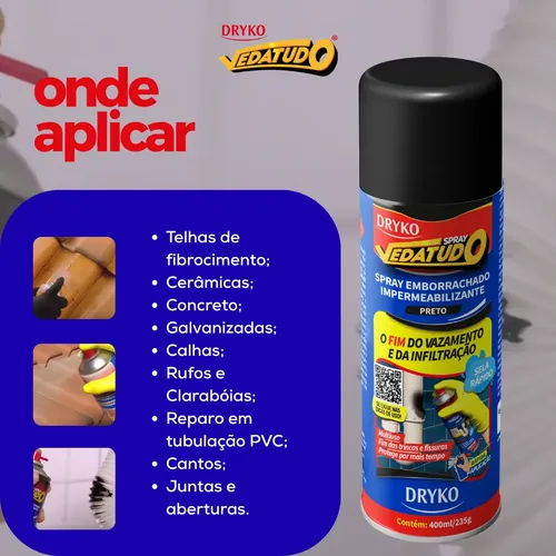 Spray Vedatudo 400ml Impermeabilizante Emborrachado Dryko