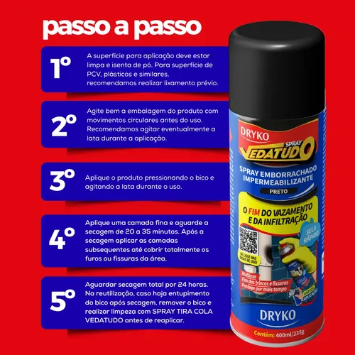 Spray Vedatudo 400ml Impermeabilizante Emborrachado Dryko