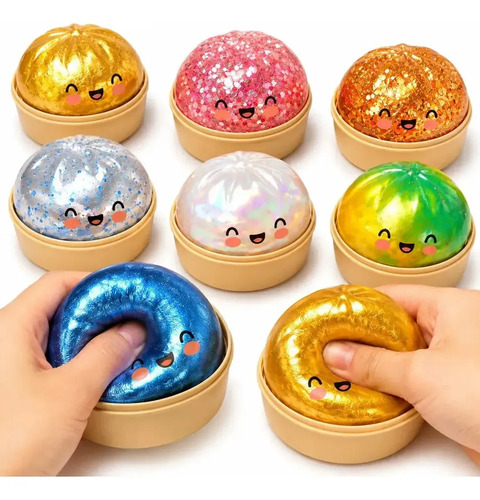 Squish Dumplings Bolinho Glitter Brilhante Caixinha Surpresa Brilhante Surpresa
