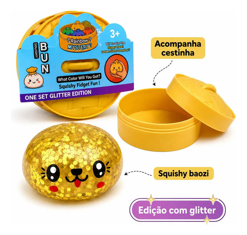 Squish Dumplings Bolinho Glitter Brilhante Caixinha Surpresa Brilhante Surpresa