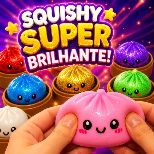 Squishy brinquedo antiestress crianca glitter raro bolinho