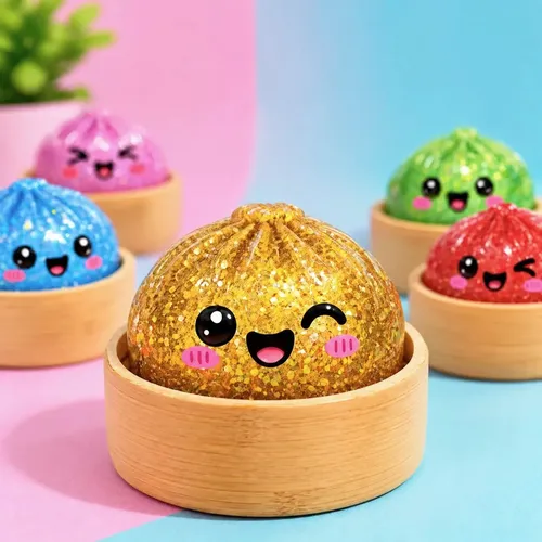 Squishy brinquedo de apertar surpresa raro com glitter macio