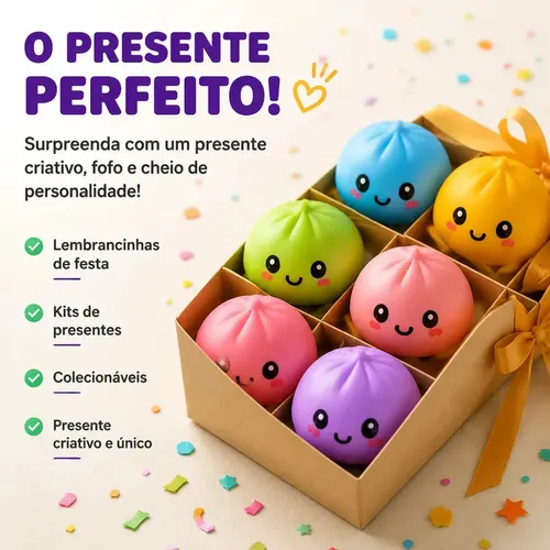 Squishy Dumpling Cor Surpresa Bolinho Baozi Relaxante Viral