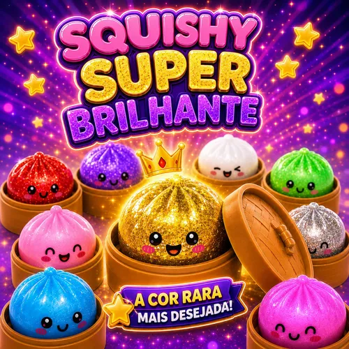 Squishy dumpling viral glitter luz surpresa antiestress