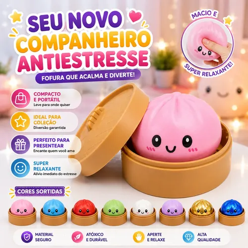 Squishy Dumpling Viral Glitter Luz Surpresa Antiestress