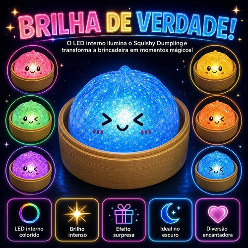 Squishy Sensorial com Luz LED Popsy Brinquedo de Apertar