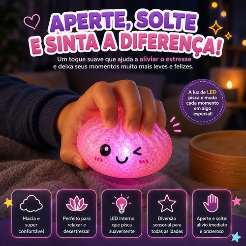Squishy Sensorial com Luz LED Popsy Brinquedo de Apertar