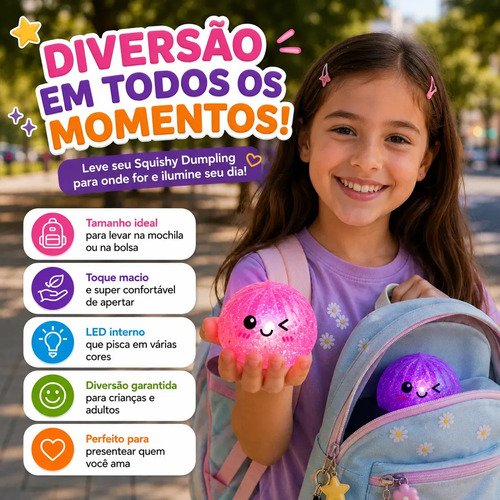 Squishy Sensorial com Luz LED Popsy Brinquedo de Apertar