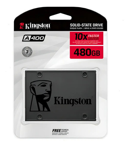 Ssd hd interno kingston sa400s37480g 480gb cor cinza