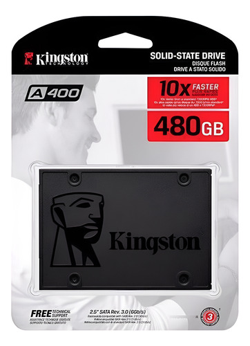 Ssd kingston 480gb sata iii a400 sa400s37480g cor cinza escu