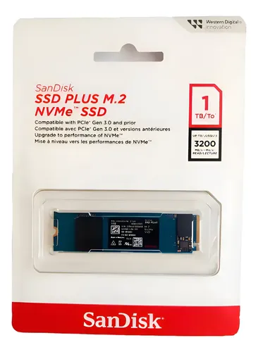 Ssd m2 nvme 1tb sandisk plus sdssda3n 1t00 g26 3200mbps