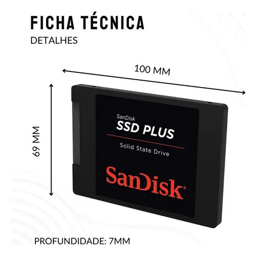 SSD SanDisk Plus 480 GB SATA III para PC e Notebook