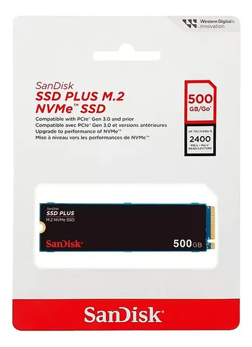 Ssd sandisk plus 500gb m2 2280 pcie gen3 nvme sdssda3n 500g