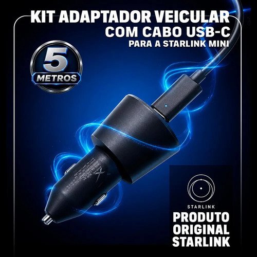 Starlink Mini Kit Adaptador Veicular E Cabo Usb-c Com 5m