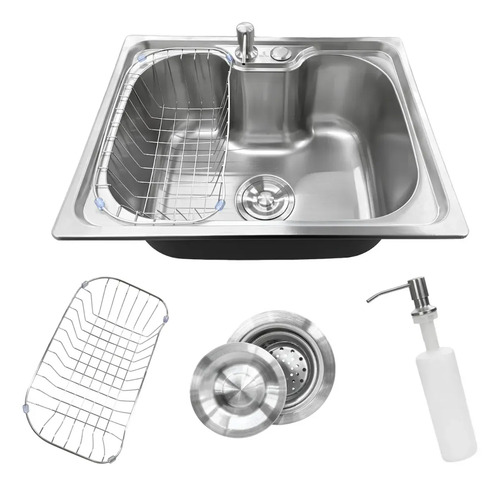 Stillus home cuba pia gourmet cozinha aco inox 50x40cm cesto