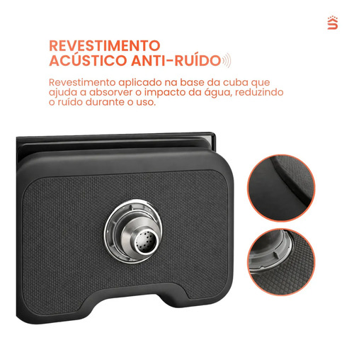 Stillus Home Cuba Pia Gourmet Cozinha Aço Inox 50x40cm Cesto Escorredor Dispenser Detergente 500ml Válvula 4 1/2 Sobrepor Embutir