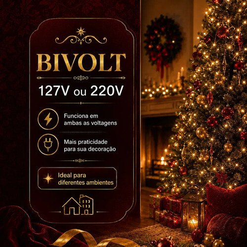 Strobo Natal 500 Leds Pisca 100 Flash 50m Prova D'água Bivolt Branco Quente