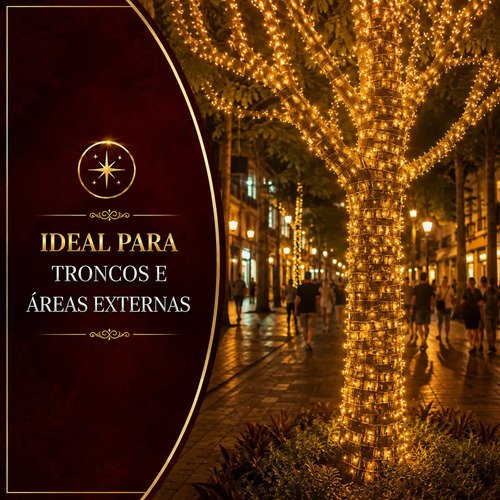 Strobo Natal 500 Leds Pisca 100 Flash 50m Prova D'água Bivolt Branco Quente