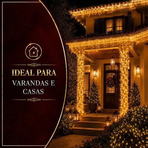 Strobo Natal 500 Leds Pisca 100 Flash 50m Prova D'água Bivolt Branco Quente