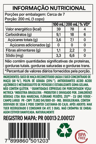 Suco De Goiaba Campo Largo Sem Adição De Açúcar 1,35l