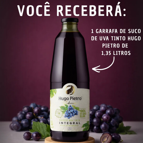 Suco De Uva Tinto Integral Hugo Pietro 1,35 Lts 100% Suco