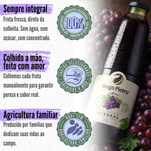 Suco De Uva Tinto Integral Hugo Pietro 1,35 Lts 100% Suco