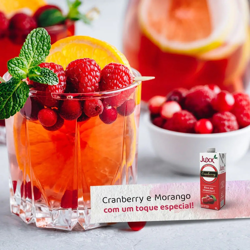 Suco Juxx Cranberry Morango 1l Caixa Funcional Zero Açúcar