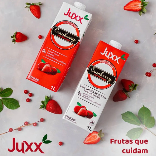 Suco Juxx Cranberry Morango 1l Caixa Funcional Zero Açúcar