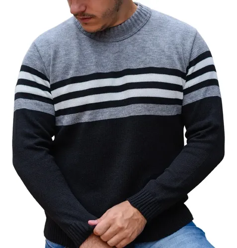 Suéter Blusa De Tricot Masculino Listrado Blusa Lã Masculina