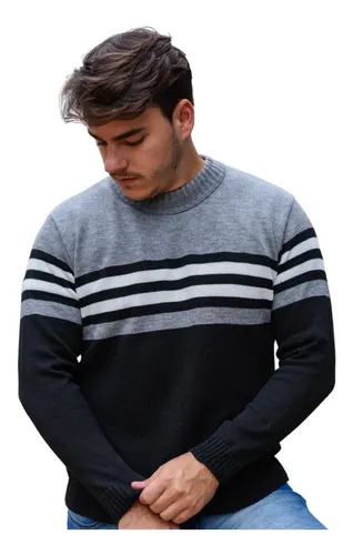 Suéter Blusa De Tricot Masculino Listrado Blusa Lã Masculina
