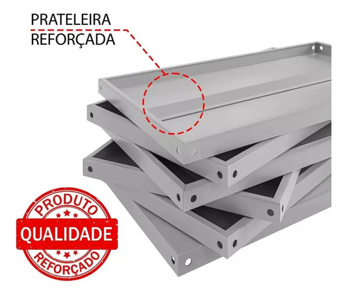 Super Estante/prateleira Aço 26 Modular 42x92x1,98 Com 5 Bandejas Colunas Tripartida Industrial