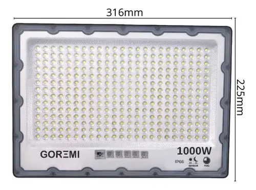 Super Refletor Solar 1000w Luz Branco Frio C Controle 6000k