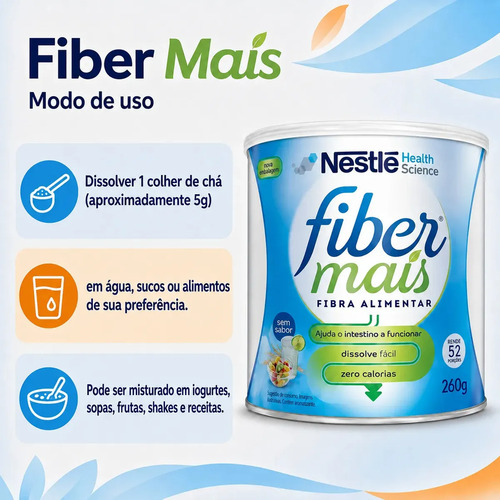 Suplemento Alimentar de Fibras Fibermais Sem Sabor 260g
