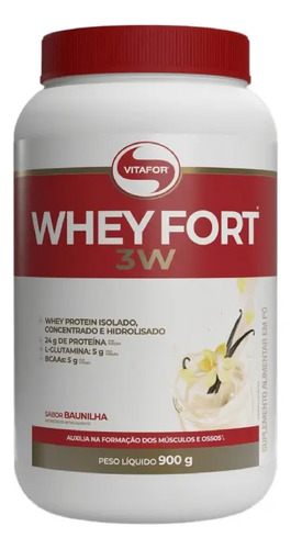 Suplemento alimentar whey fort 3w baunilha 900g vitafor