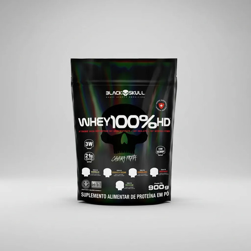 Suplemento em pó Black Skull Whey Protein Massa Muscular Proteína de Whey 100% HD sabor baunilha x 900g