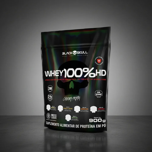 Suplemento em pó Black Skull Whey Protein Massa Muscular Proteína de Whey 100% HD sabor baunilha x 900g