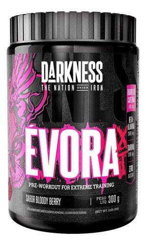 Suplemento em po darkness pre treino evora sabor bloody berr