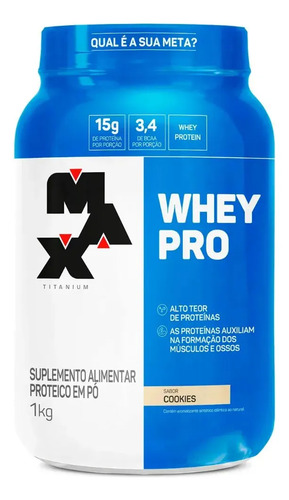 Suplemento em po whey pro max titanium 1kg sabor cookies coo