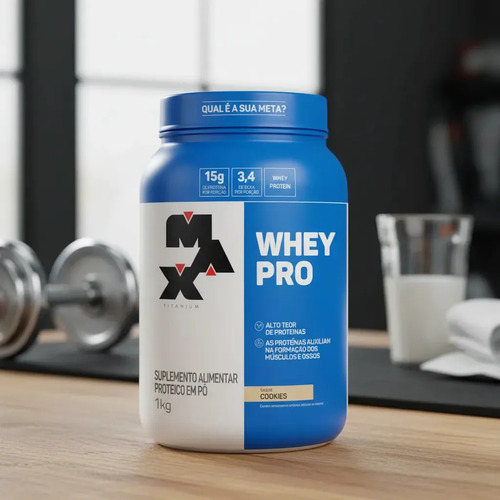 Suplemento Em Pó Whey Pro Max Titanium 1kg Sabor Cookies Cookies