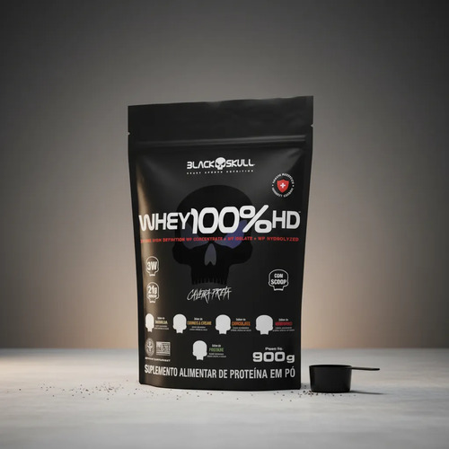 Suplemento en pó Black Skull Whey Protein Massa Muscular Proteína de Whey 100% HD sabor chocolate x 900g