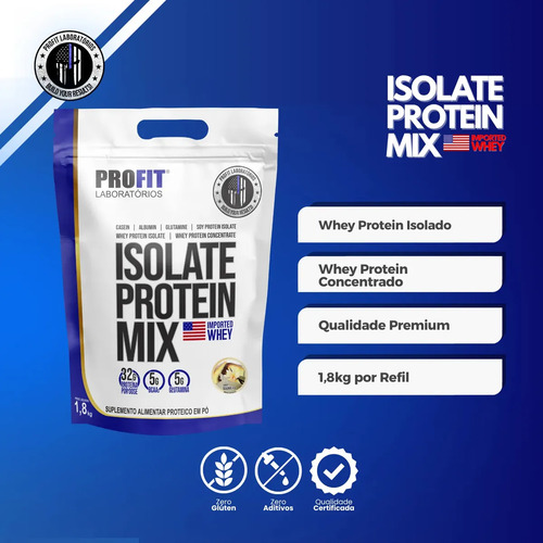 Suplemento en pó ProFit Laboratórios Proteínas de Isolate Protein Mix sabor baunilha x 1.8kg