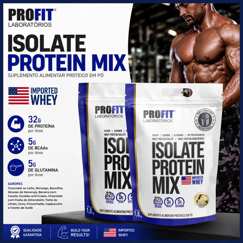 Suplemento en pó ProFit Laboratórios Proteínas de Isolate Protein Mix sabor baunilha x 1.8kg