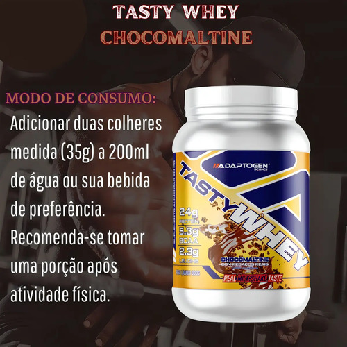 Suplemento Tasty Whey 3w Gourmet Whey Protein Adaptogen Science Pote 900g Sabor Chocomaltine