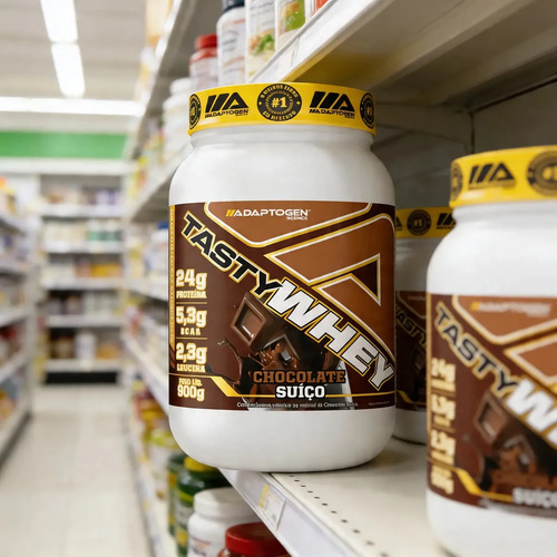 Suplemento Tasty Whey 3w Gourmet Whey Protein Adaptogen Science Pote 900g Sabor Chocolate Suiço
