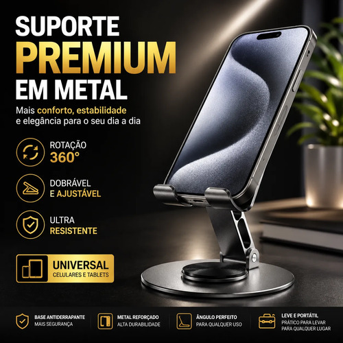 Suporte Apoio De Mesa Para Celular Alumínio Giratória 360°