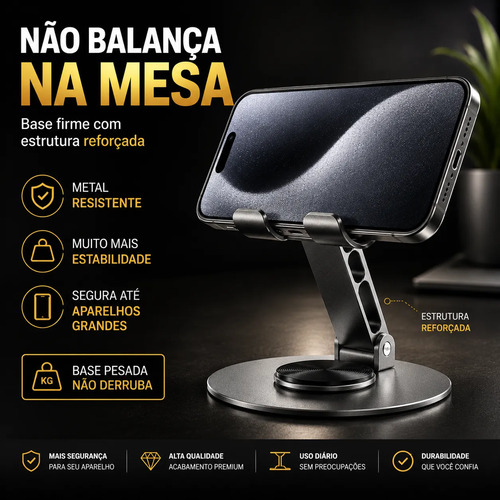 Suporte Apoio De Mesa Para Celular Alumínio Giratória 360°