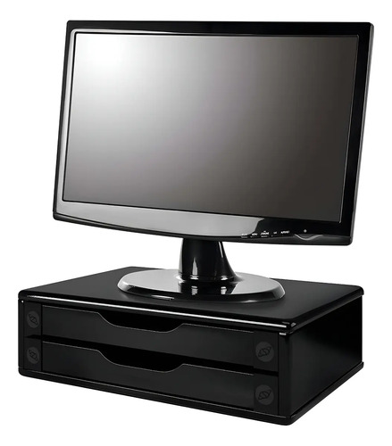Suporte p monitor 2 gavetas mdf black piano 3346 souza