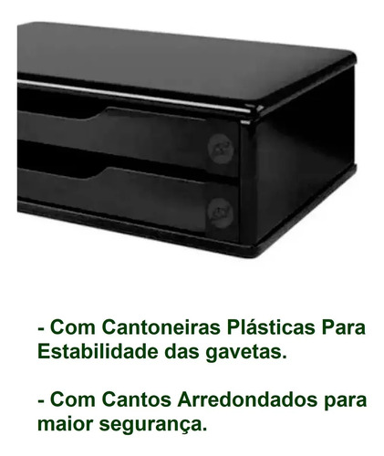 Suporte P/ Monitor 2 Gavetas Mdf Black Piano 3346 Souza